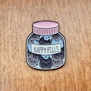 Jar of Cats “Happy Pills” 😸 Kitty Cat Pin 🐈 Purrfect for cat lovers
